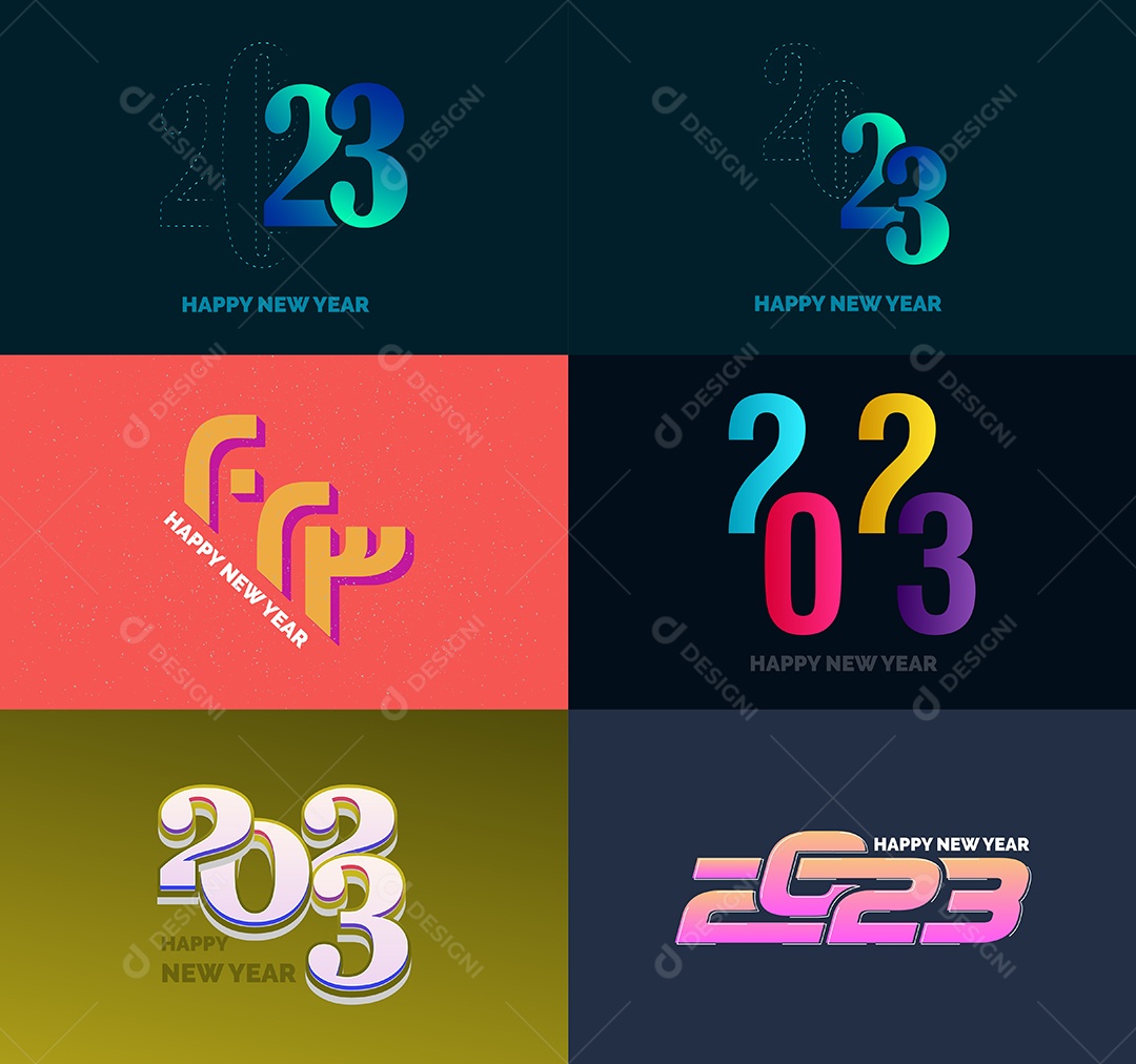 Pacote De Logotipos De Feliz Ano Novo 2023 Vetor EPS