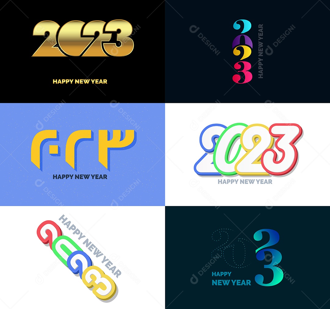 Pacote De Logotipos De Feliz Ano Novo 2023 Vetor EPS