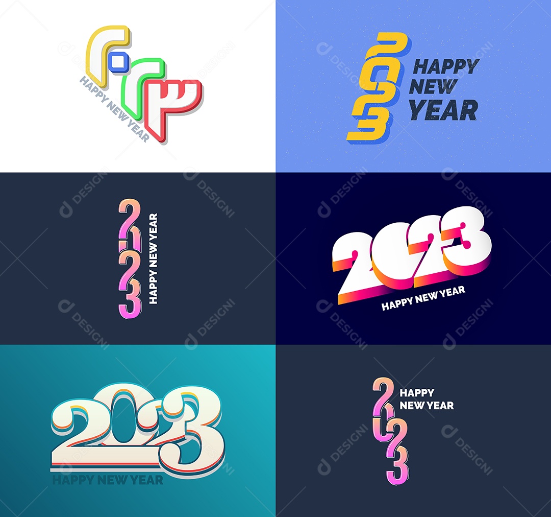 Pacote De Logotipos De Feliz Ano Novo 2023 Vetor EPS