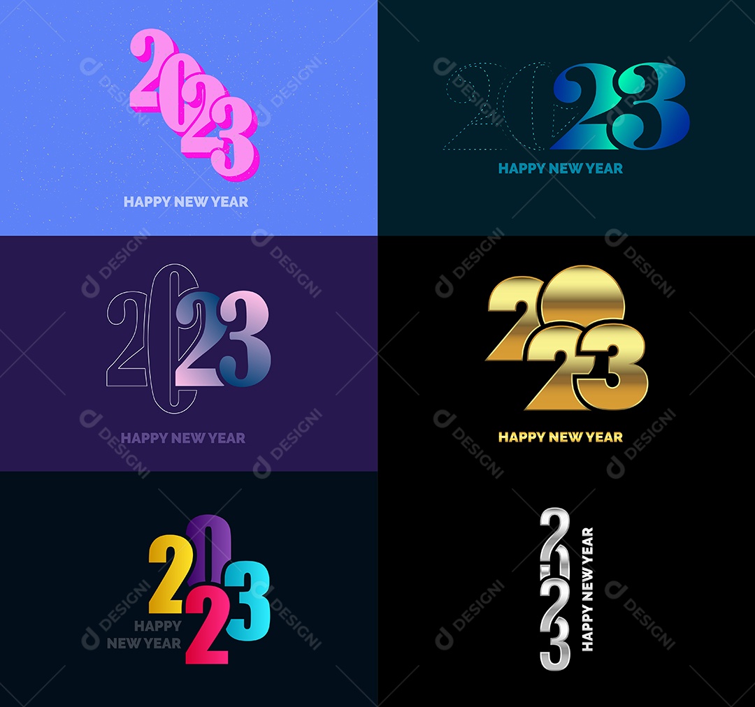 Pacote De Logotipos De Feliz Ano Novo 2023 Vetor EPS