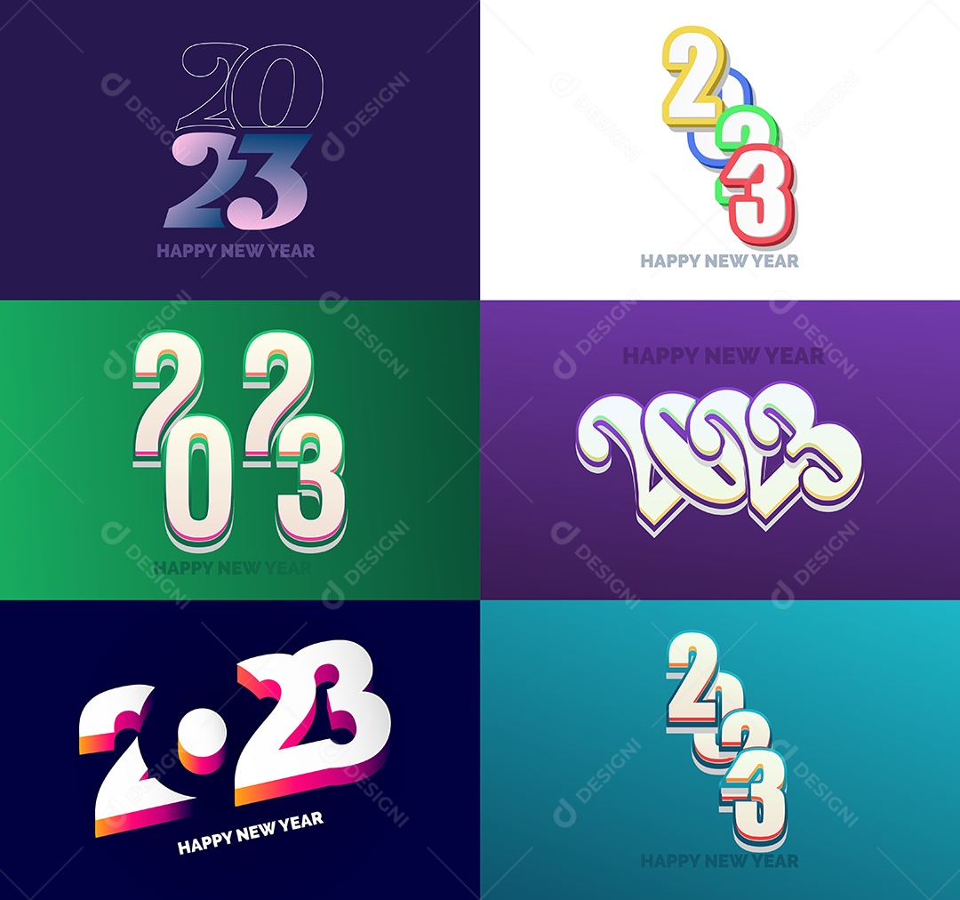 Pacote De Logotipos De Feliz Ano Novo 2023 Vetor EPS