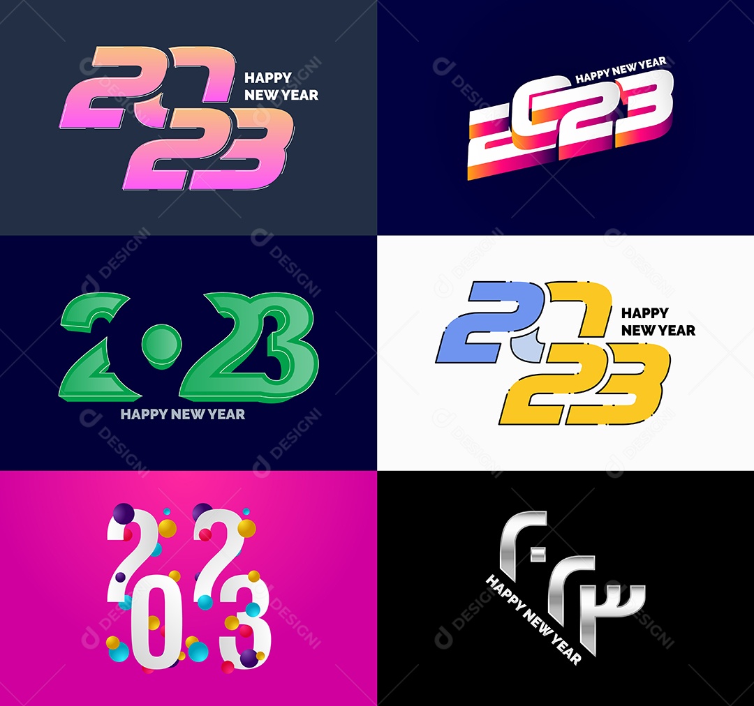 Pacote De Logotipos De Feliz Ano Novo 2023 Vetor EPS