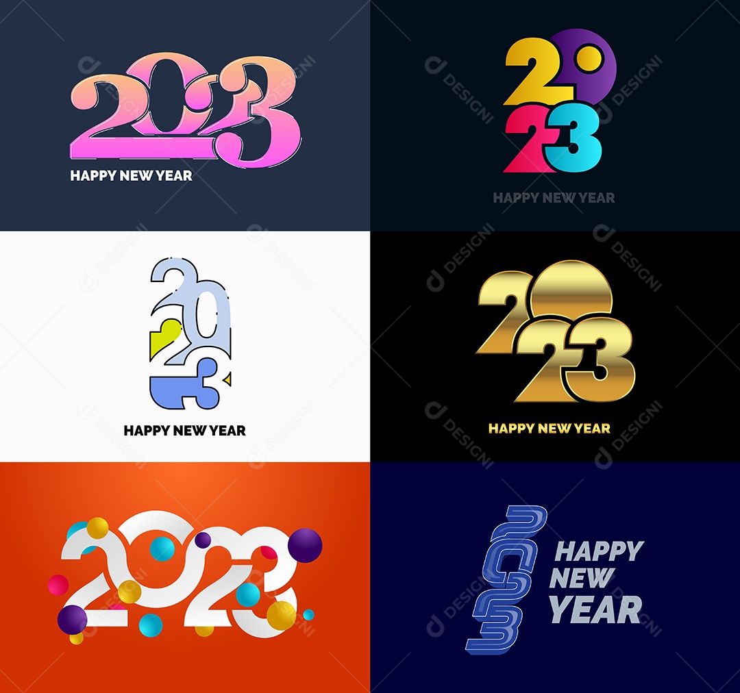 Pacote De Logotipos De Feliz Ano Novo 2023 Vetor EPS