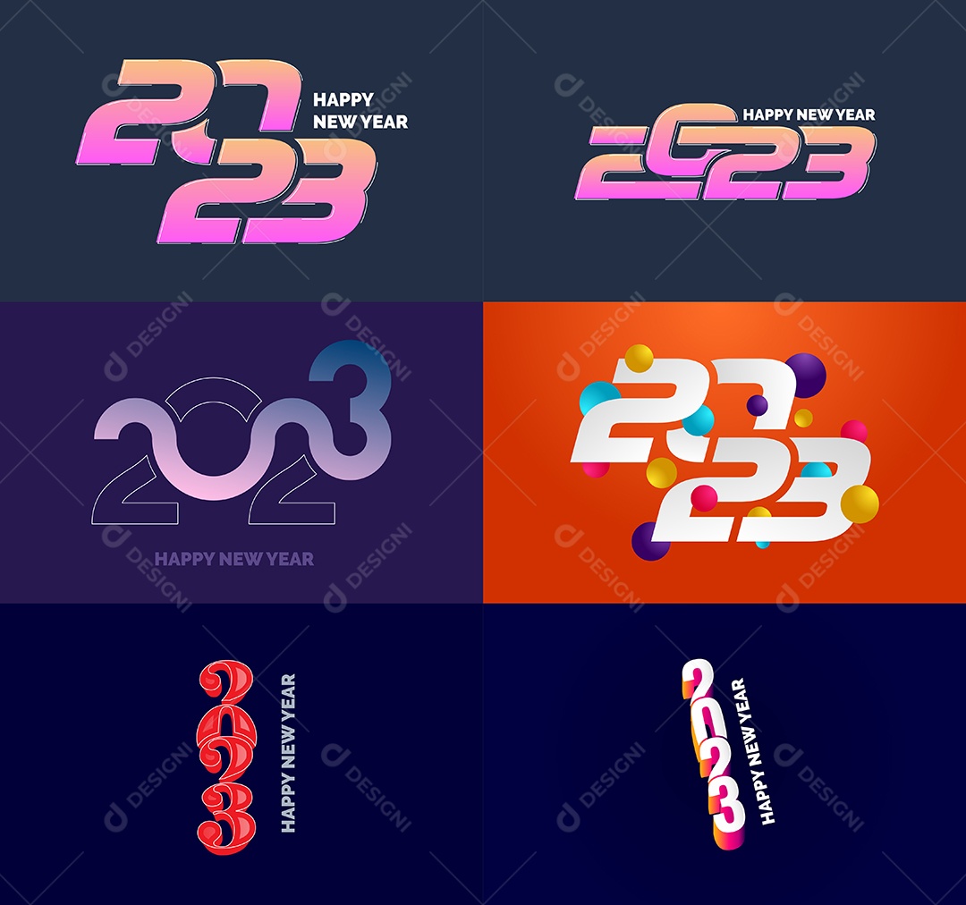 Pacote De Logotipos De Feliz Ano Novo 2023 Vetor EPS