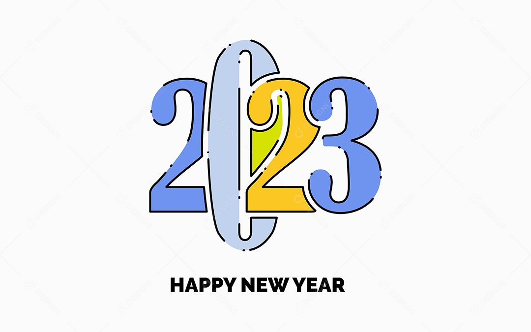 Logotipo De Feliz Ano Novo 2023 Vetor EPS