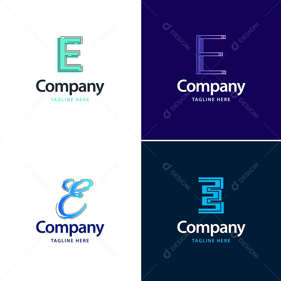 Logo E Personalizada Logotipos Modernos Vetor EPS