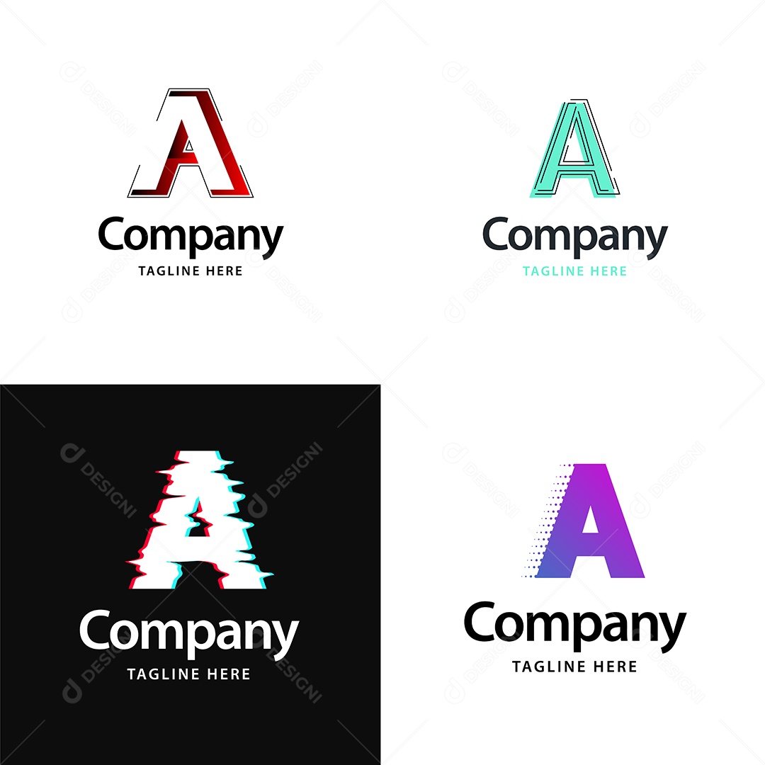 Logo A Personalizada Logotipos Modernos Vetor EPS