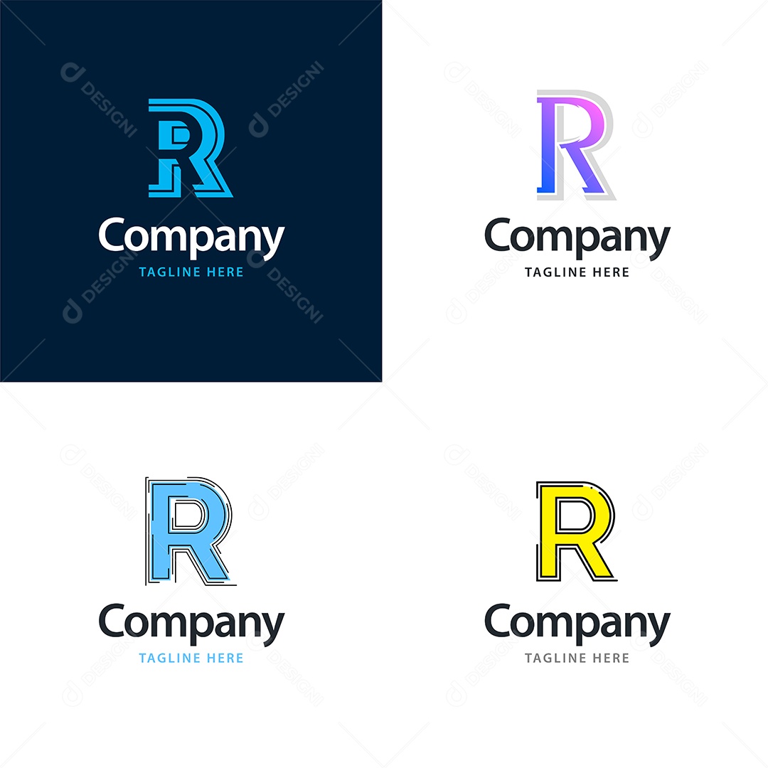 Logo R Personalizada Logotipos Modernos Vetor EPS