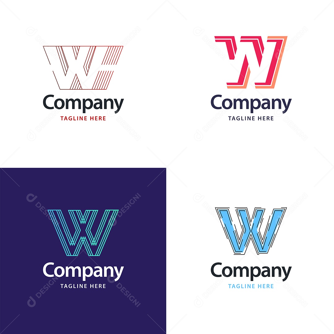 Logo W Personalizada Logotipos Modernos Vetor EPS