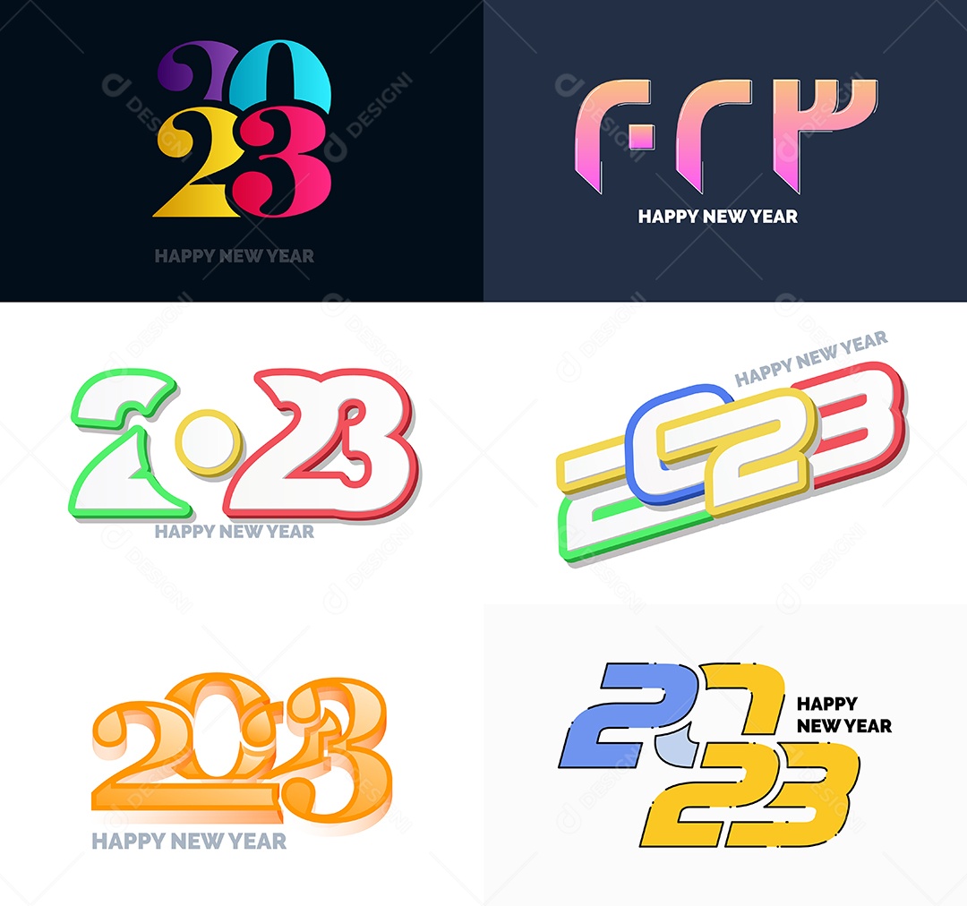 Pacote De Logotipos De Feliz Ano Novo 2023 Vetor EPS