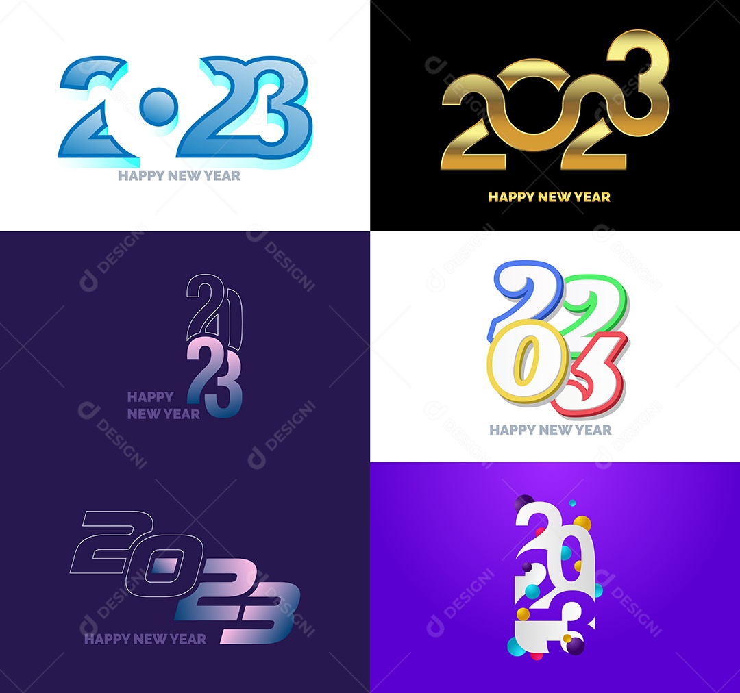 Pacote De Logotipos De Feliz Ano Novo 2023 Vetor EPS