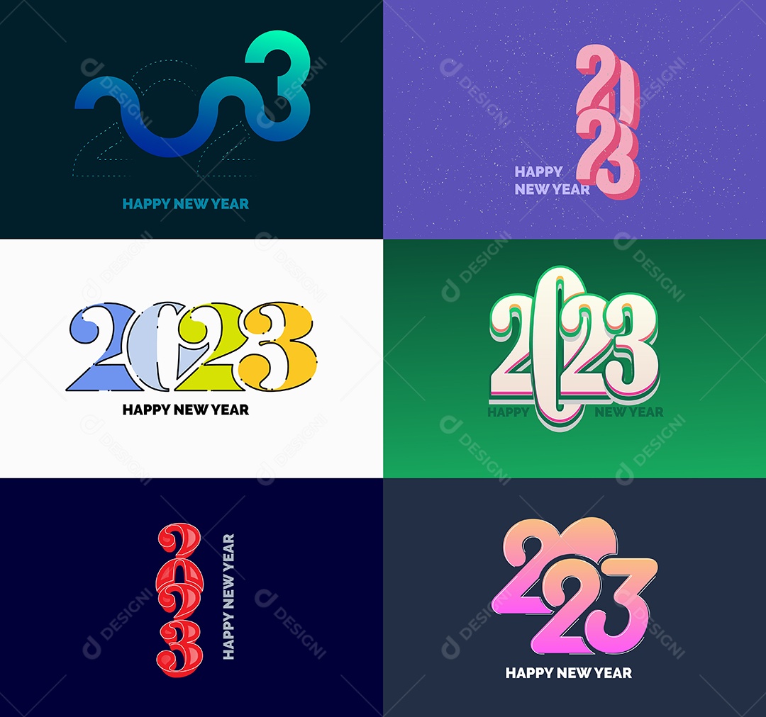 Pacote De Logotipos De Feliz Ano Novo 2023 Vetor EPS