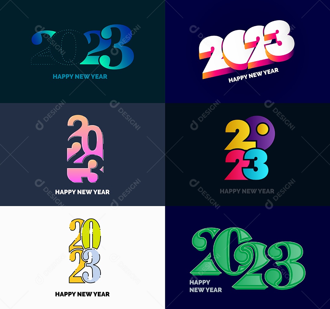 Pacote De Logotipos De Feliz Ano Novo 2023 Vetor EPS