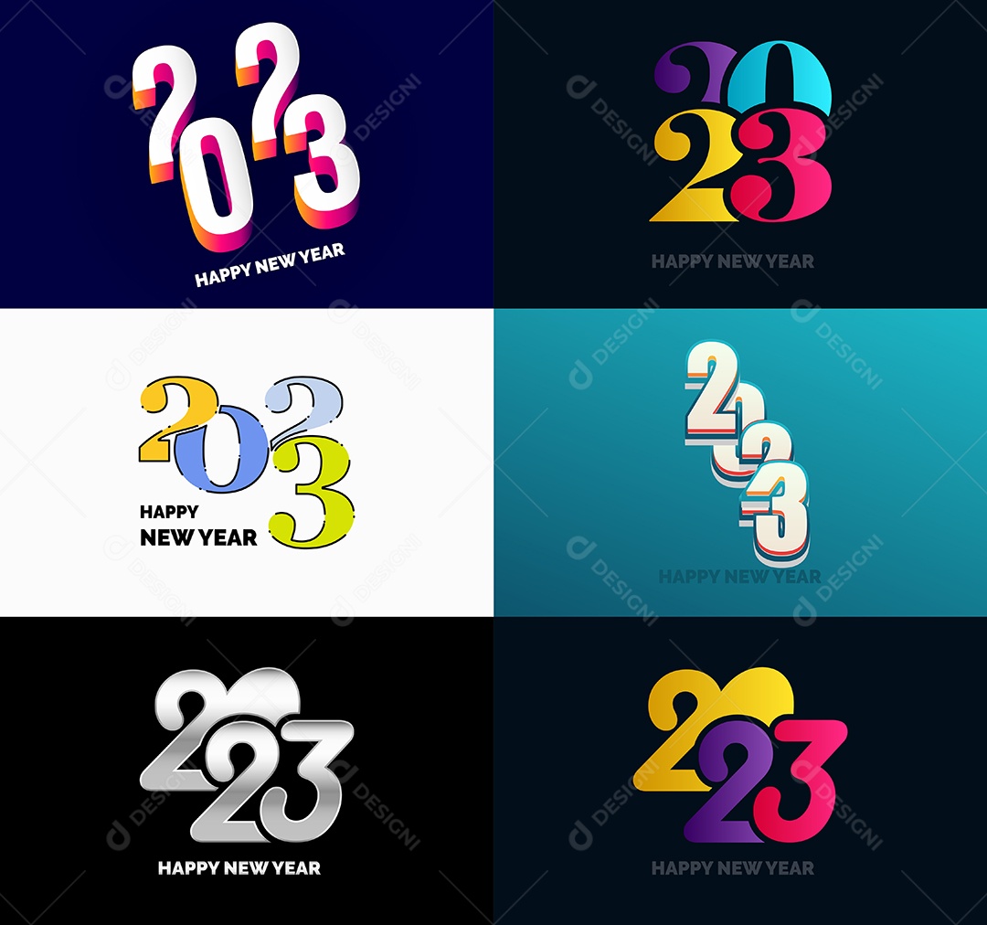 Pacote De Logotipos De Feliz Ano Novo 2023 Vetor EPS