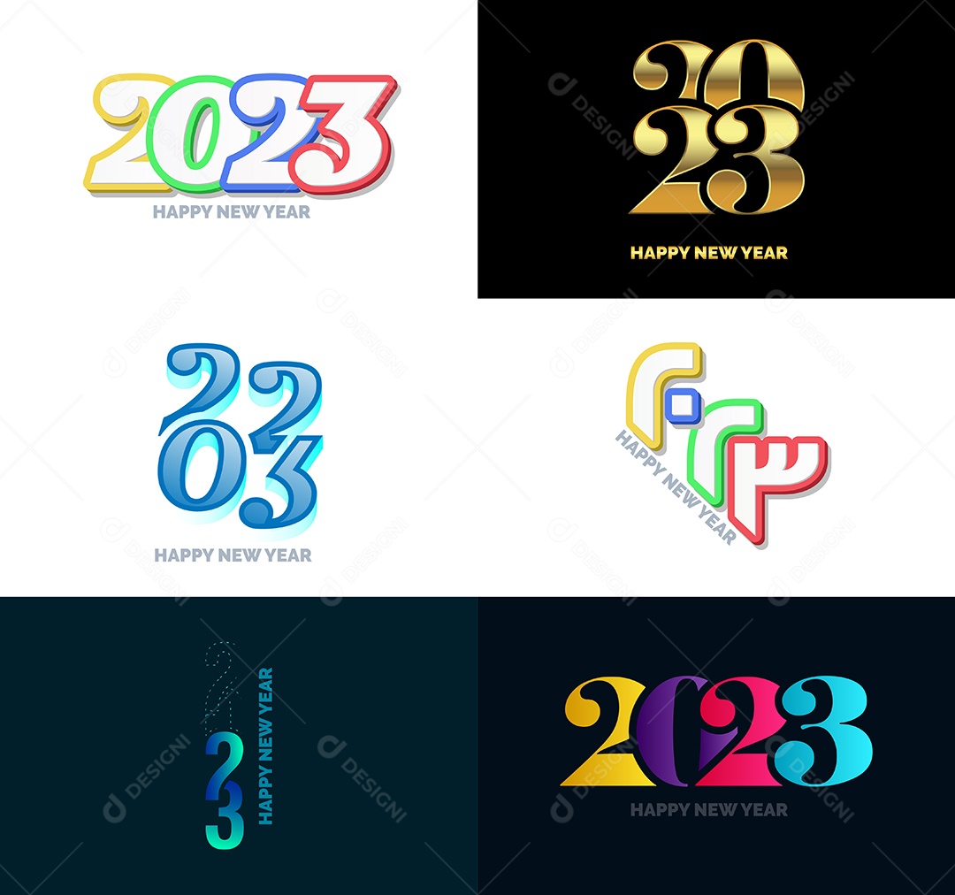 Pacote De Logotipos De Feliz Ano Novo 2023 Vetor EPS
