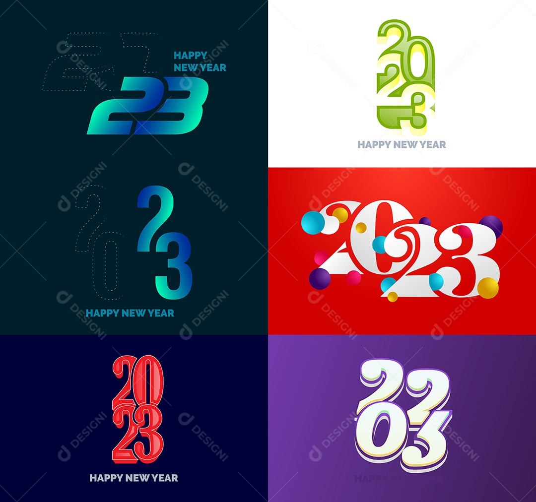 Pacote De Logotipos De Feliz Ano Novo 2023 Vetor EPS