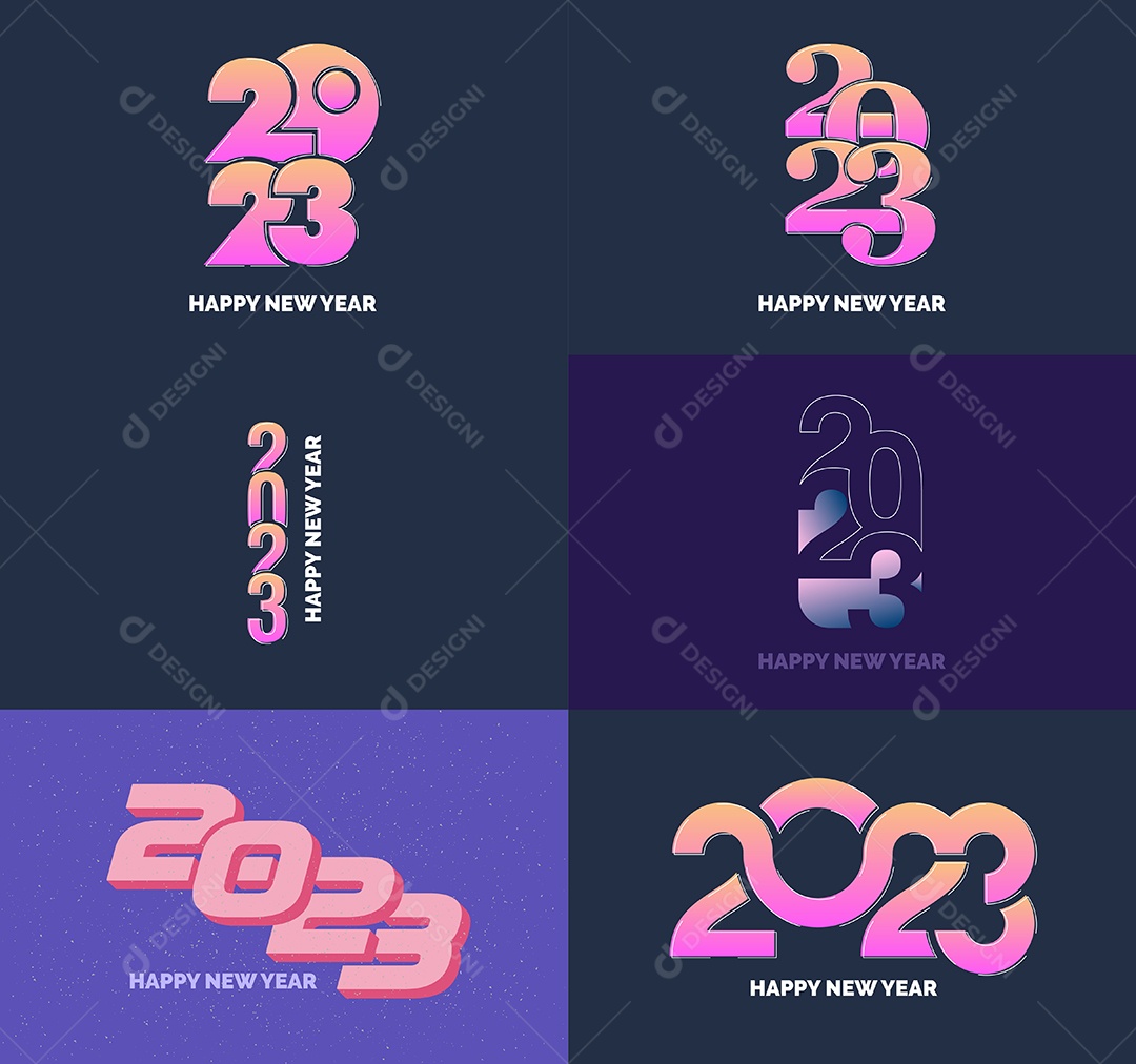 Pacote De Logotipos De Feliz Ano Novo 2023 Vetor EPS