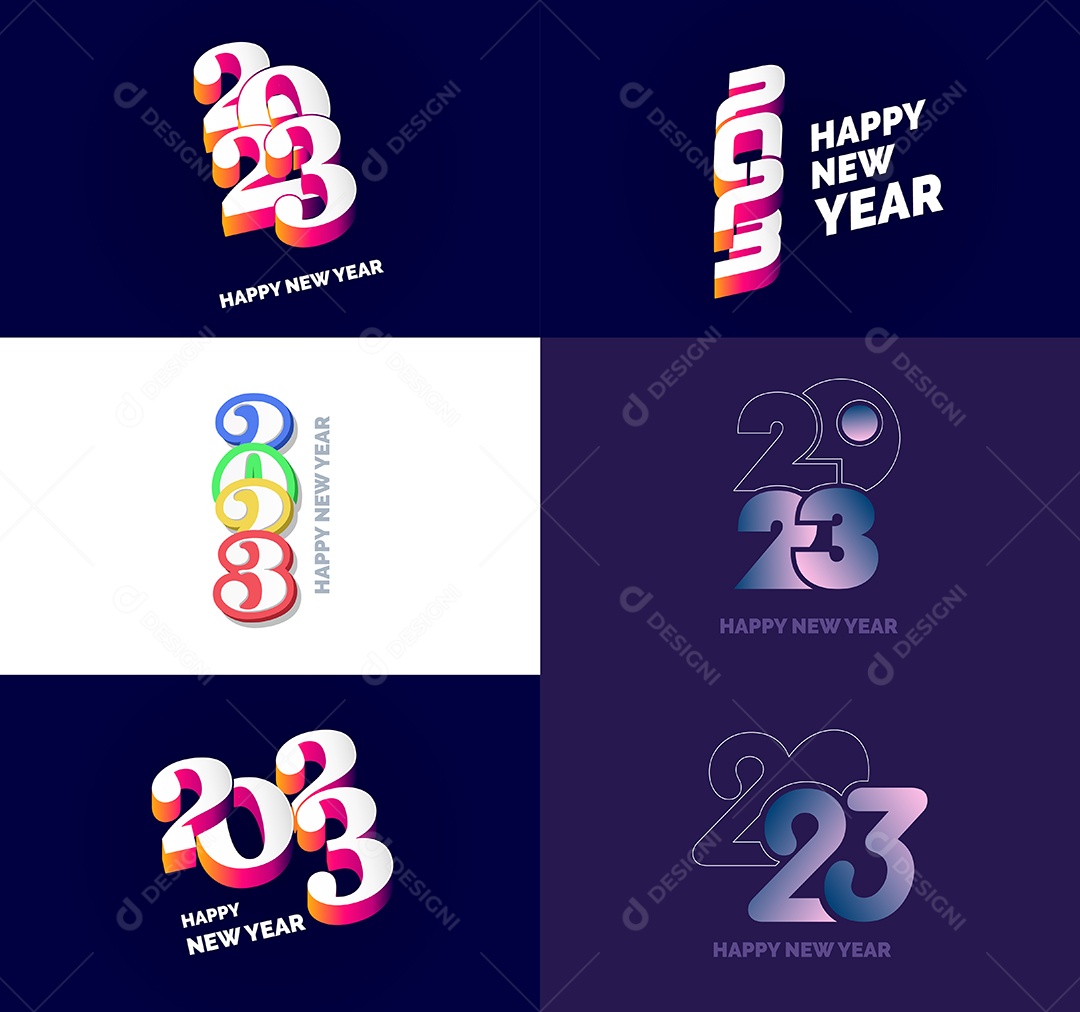 Pacote De Logotipos De Feliz Ano Novo 2023 Vetor EPS