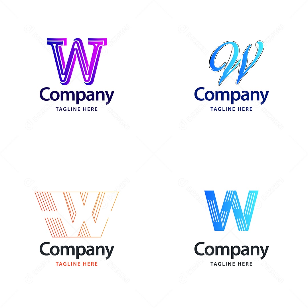Logo W Personalizada Logotipos Modernos AI Editável