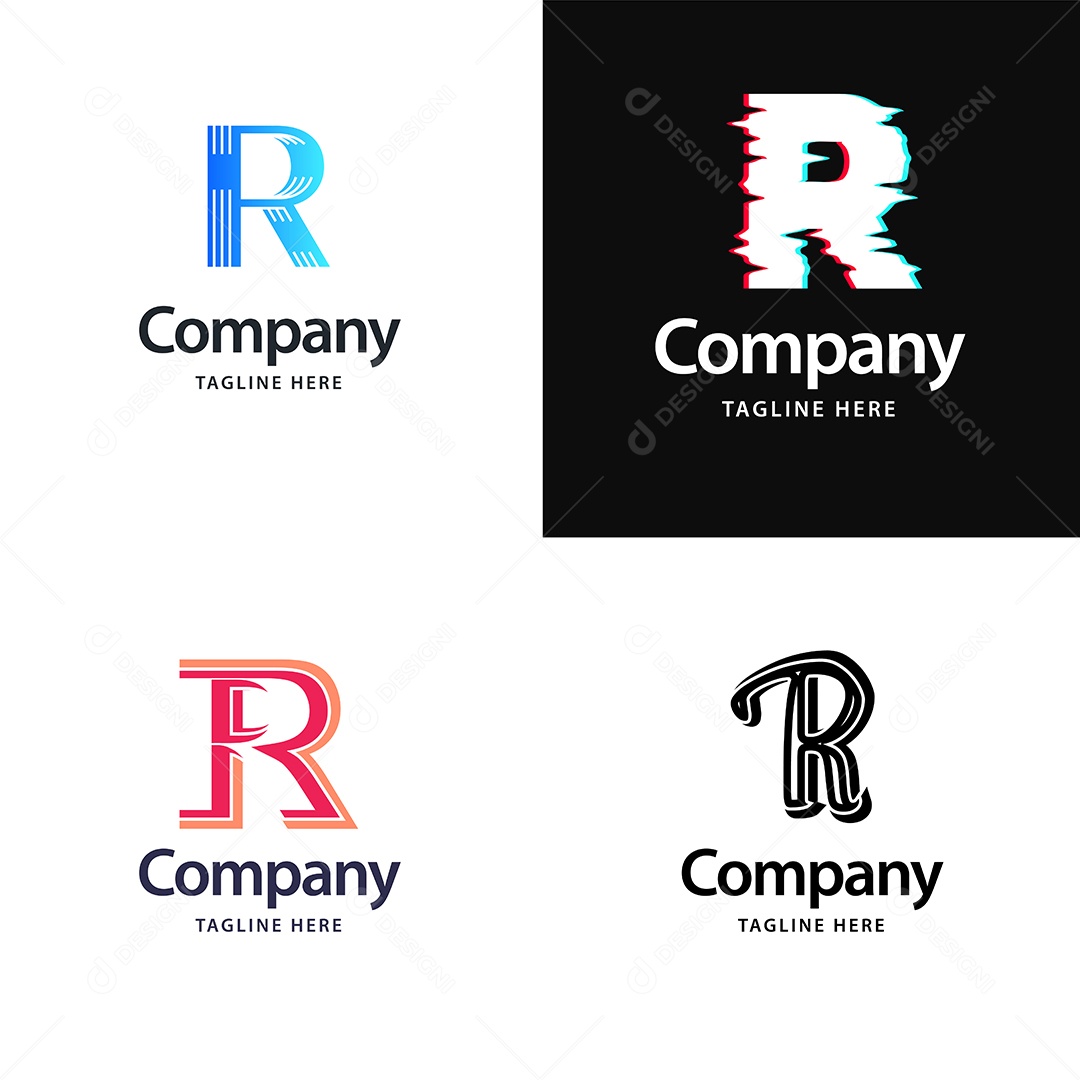 Logo R Personalizada Logotipos Modernos AI Editável