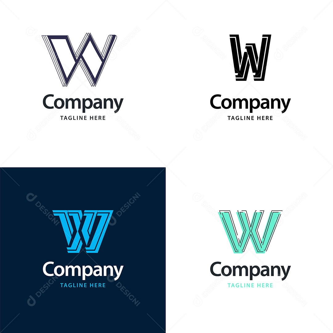 Logo W Personalizada Logotipos Modernos AI Editável