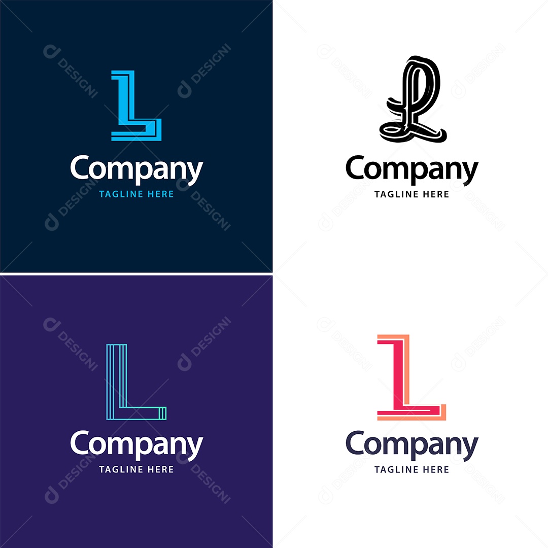 Logo L Personalizada Logotipos Modernos AI Editável