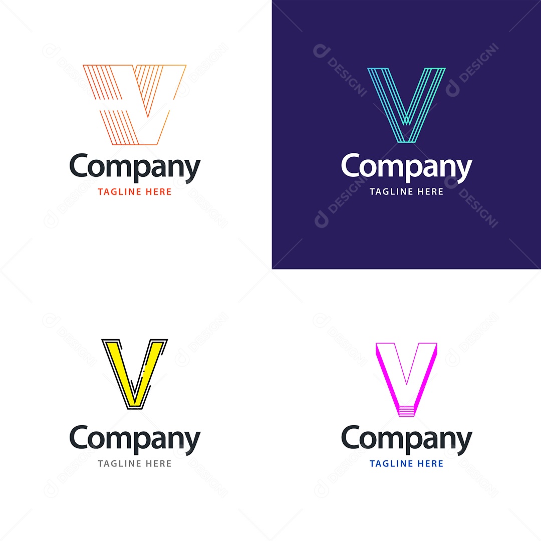 Logo V Personalizada Logotipos Modernos AI Editável
