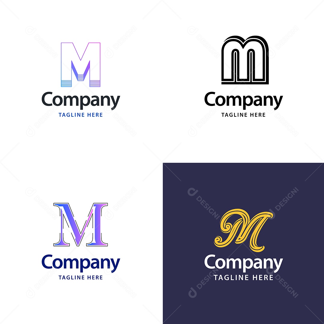 Logo M Personalizada Logotipos Modernos AI Editável