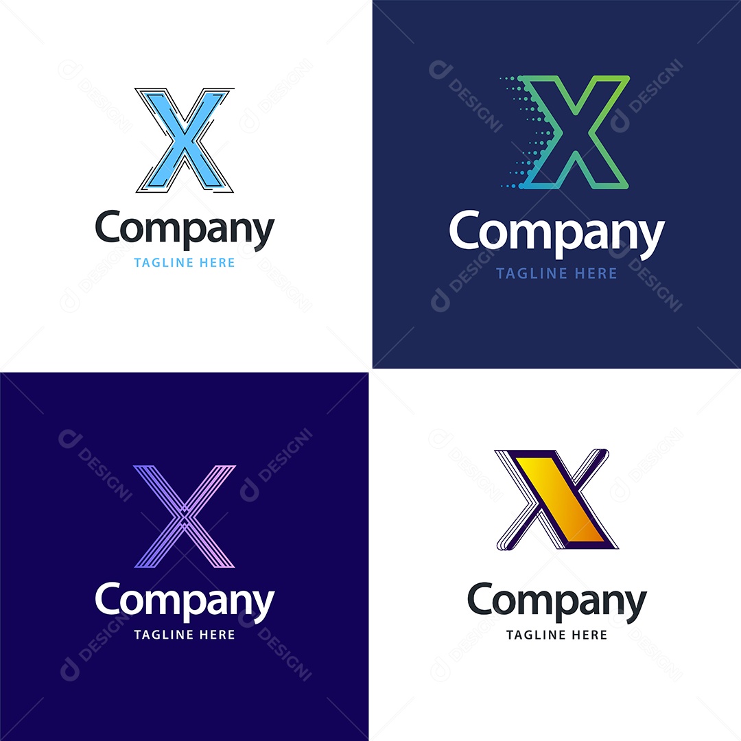 Logo X Personalizada Logotipos Modernos AI Editável