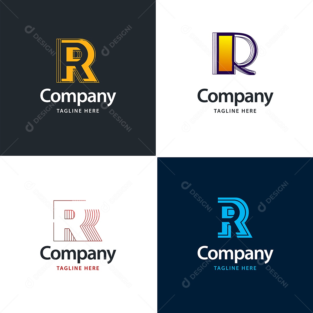 Logo R Personalizada Logotipos Modernos AI Editável