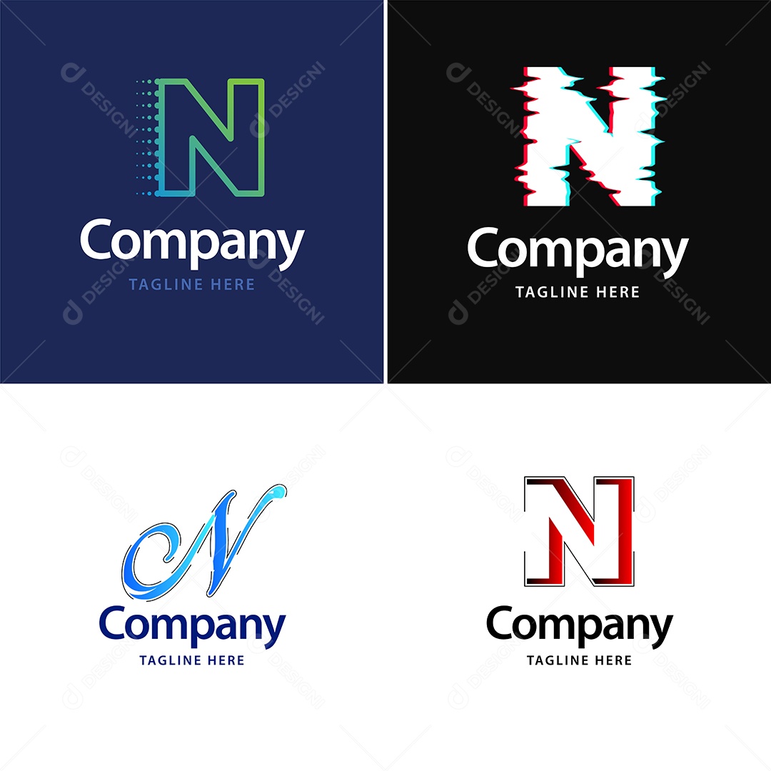 Logo N Personalizada Logotipos Modernos AI Editável