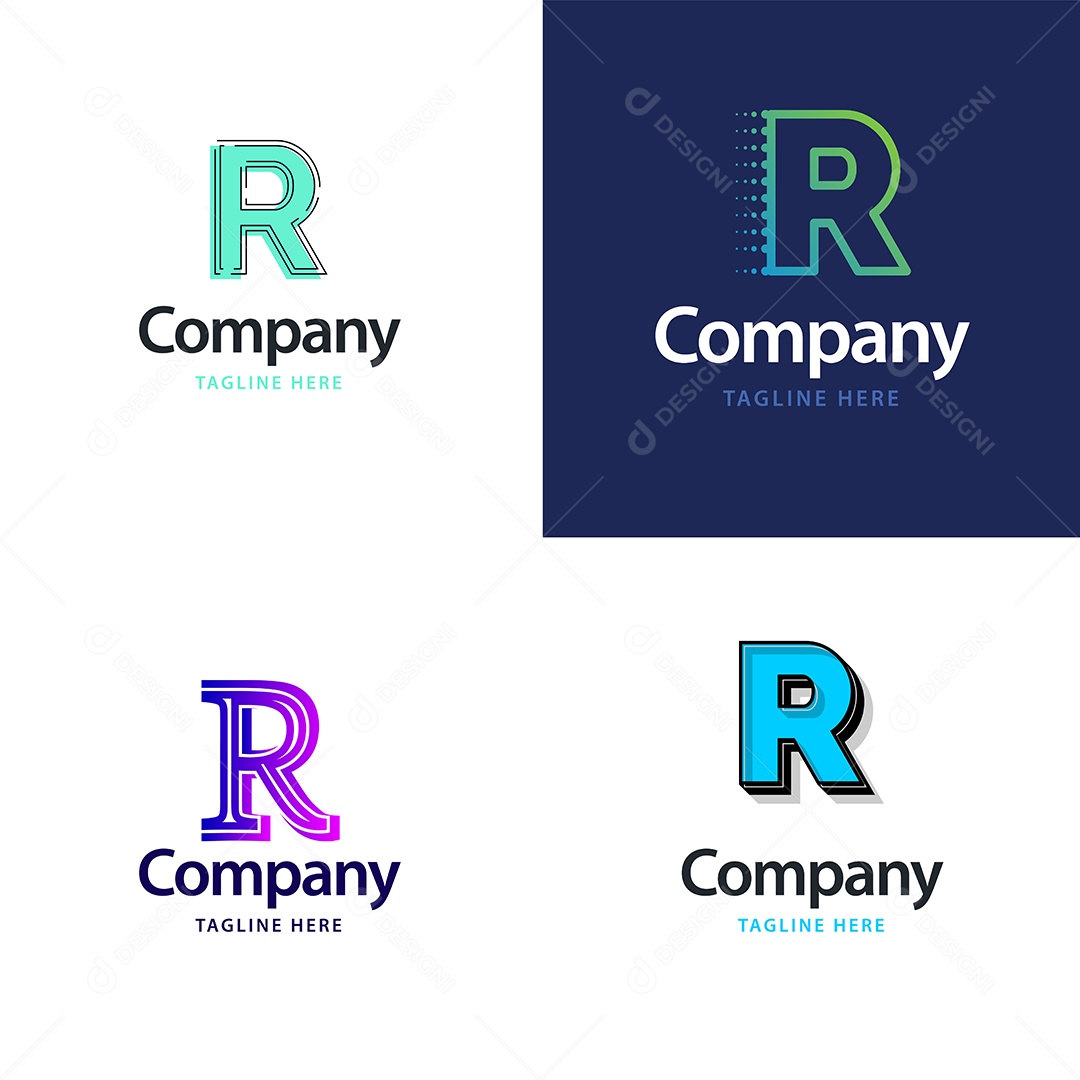 Logo R Personalizada Logotipos Modernos AI Editável