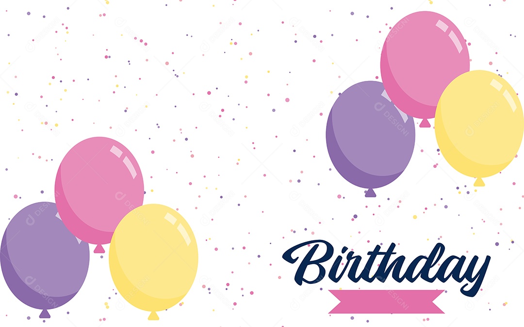 Banner de Texto de Feliz Aniversário Vetores EPS