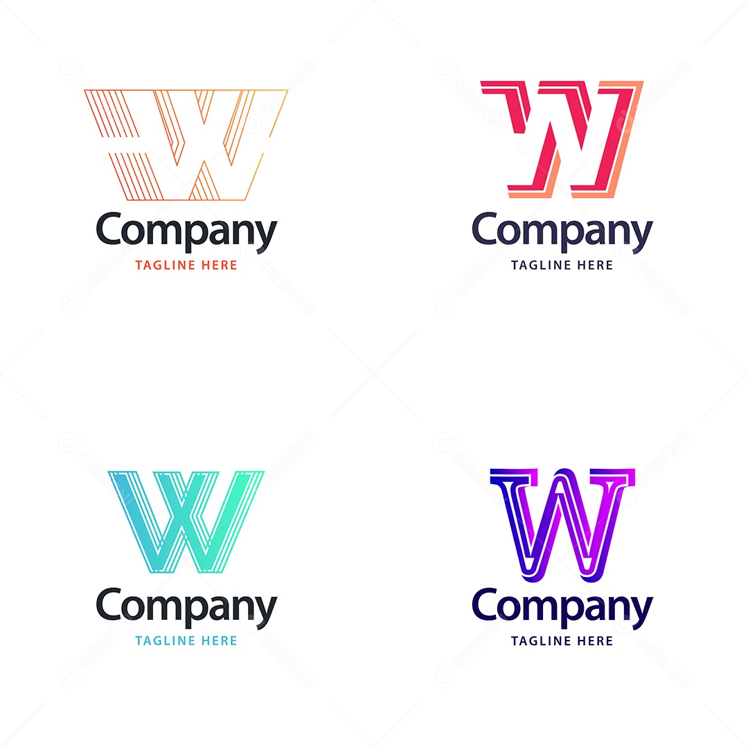 Logo W Logotipos Modernos AI Editável
