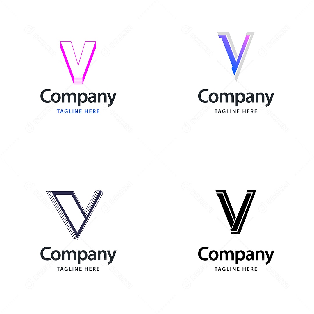 Logo V Personalizada Logotipos Modernos AI Editável