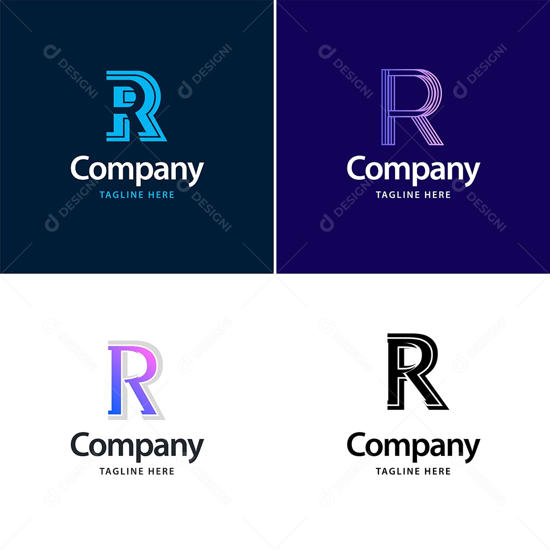 Logo R Personalizada Logotipos Modernos AI Editável