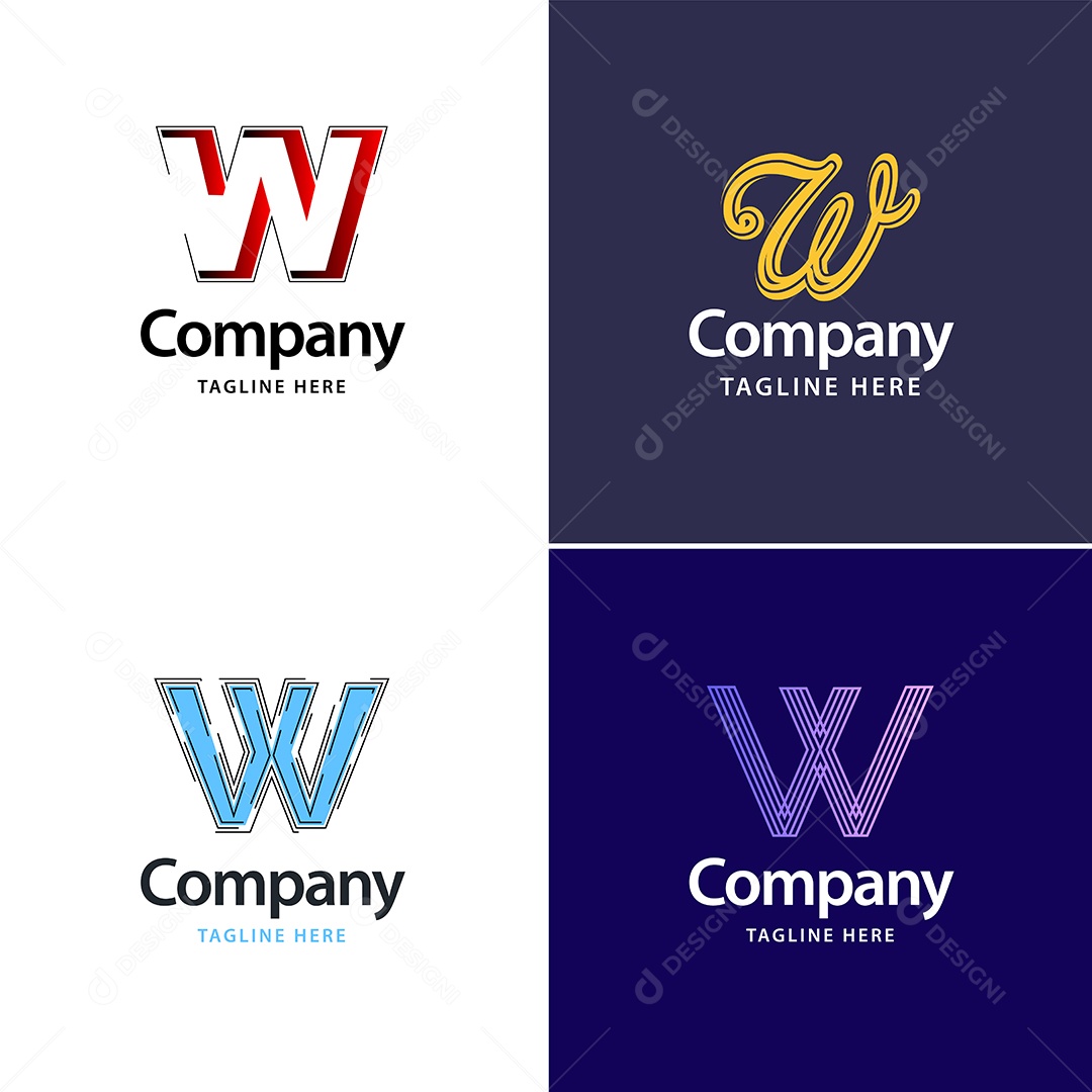 Logo W Personalizada Logotipos Modernos AI Editável