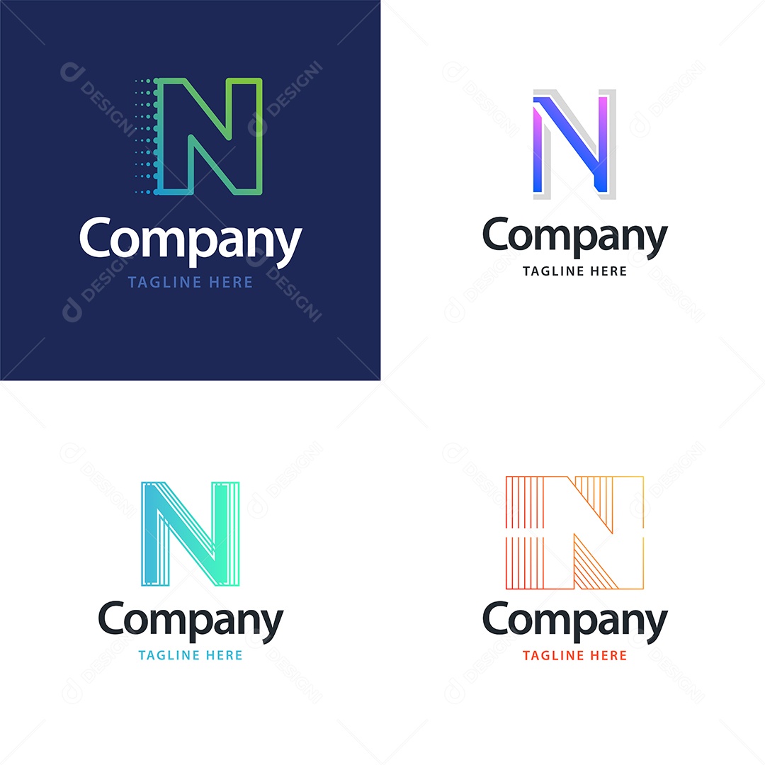 Logo N Personalizada Logotipos Modernos AI Editável