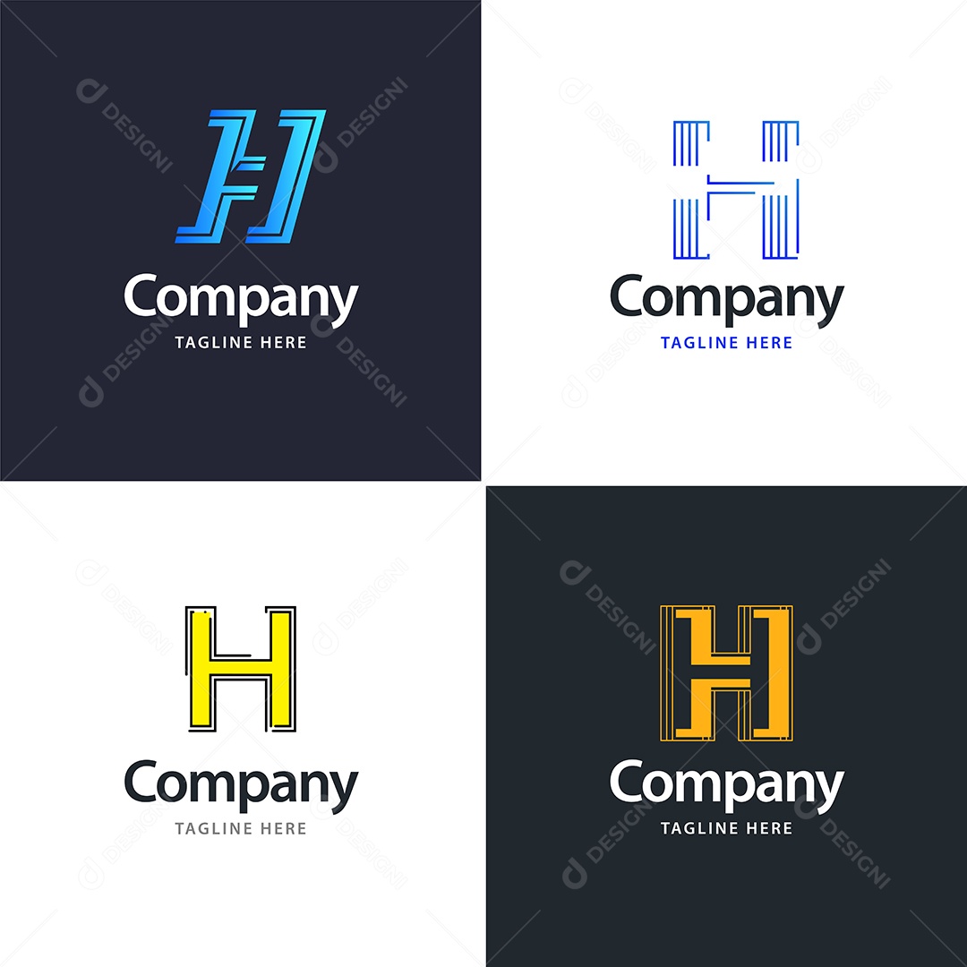 Logo H Personalizada Logotipos Modernos AI Editável