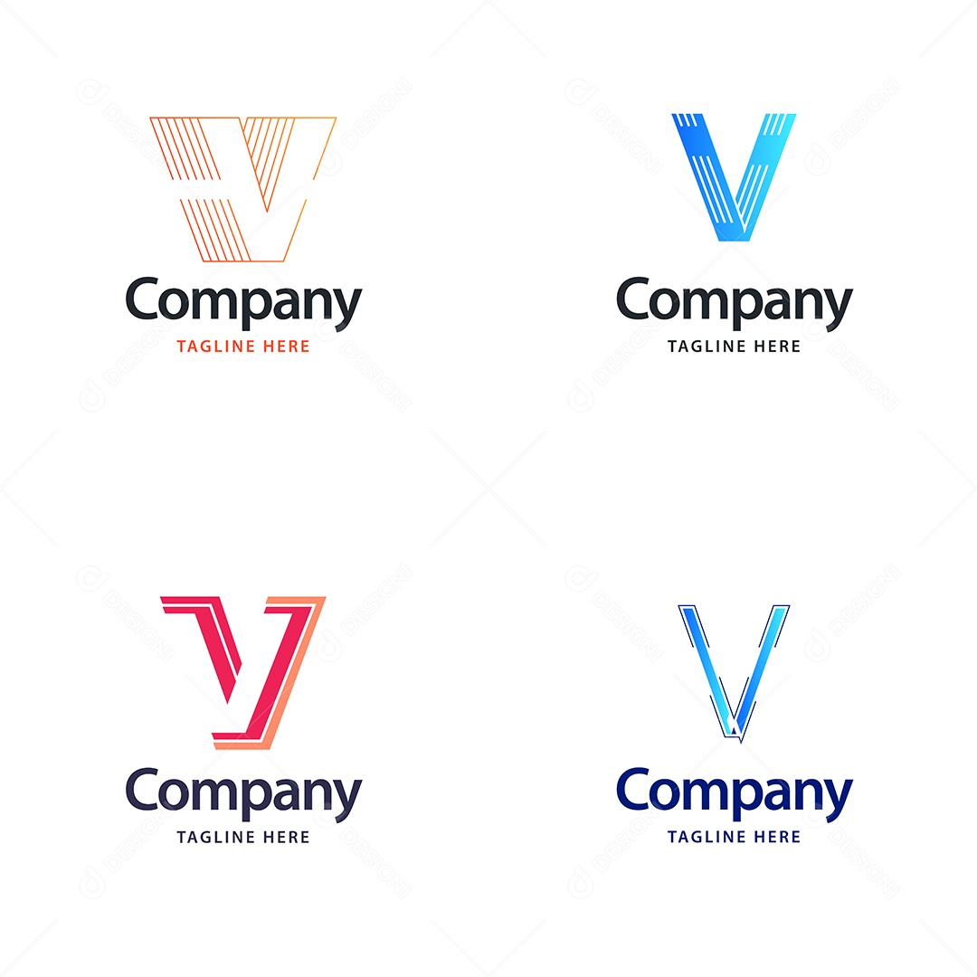 Logo V Personalizada Logotipos Modernos AI Editável