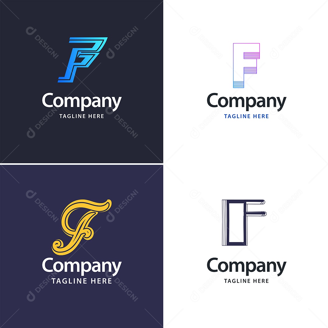 Logo F Personalizada Logotipos Modernos AI Editável