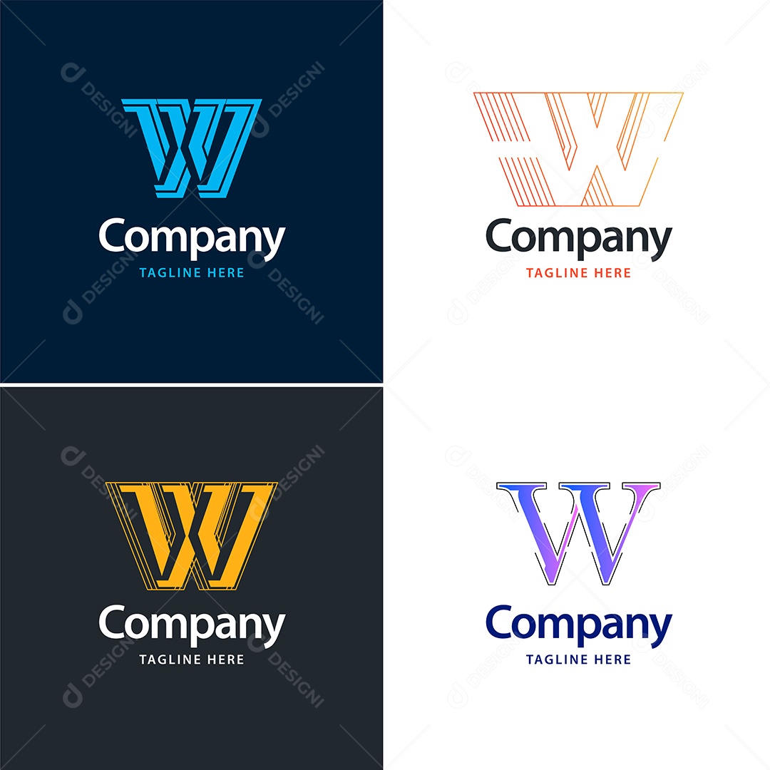 Logo W Personalizada Logotipos Modernos AI Editável