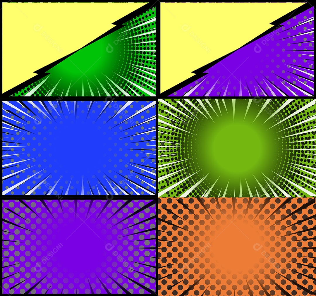 Vetor Retrô de Fundo em Quadrinhos Coloridos Vetor EPS