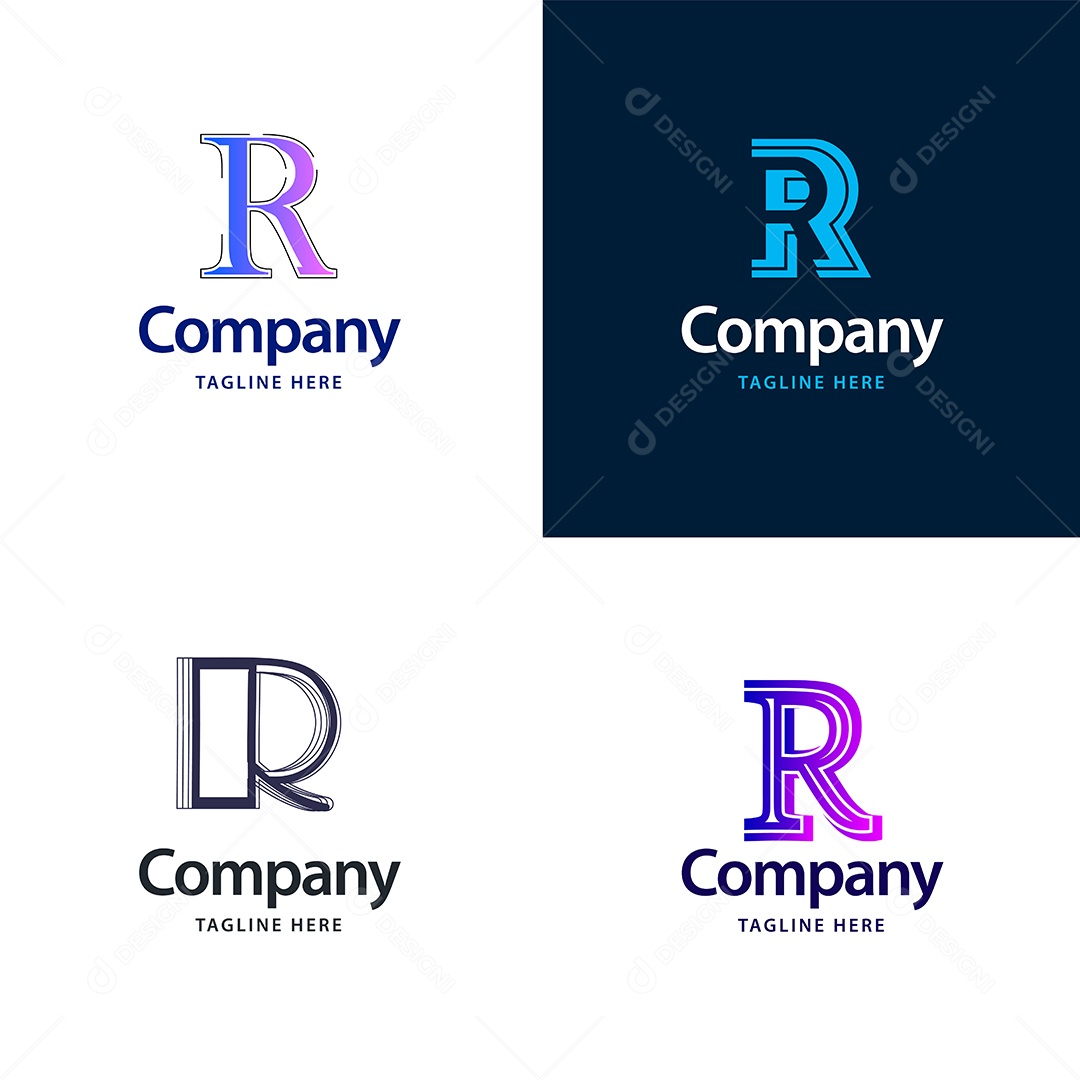 Logo R Personalizada Logotipos Modernos AI Editável