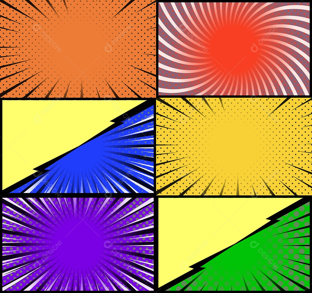 Vetor Retrô de Fundo em Quadrinhos Coloridos Vetor EPS