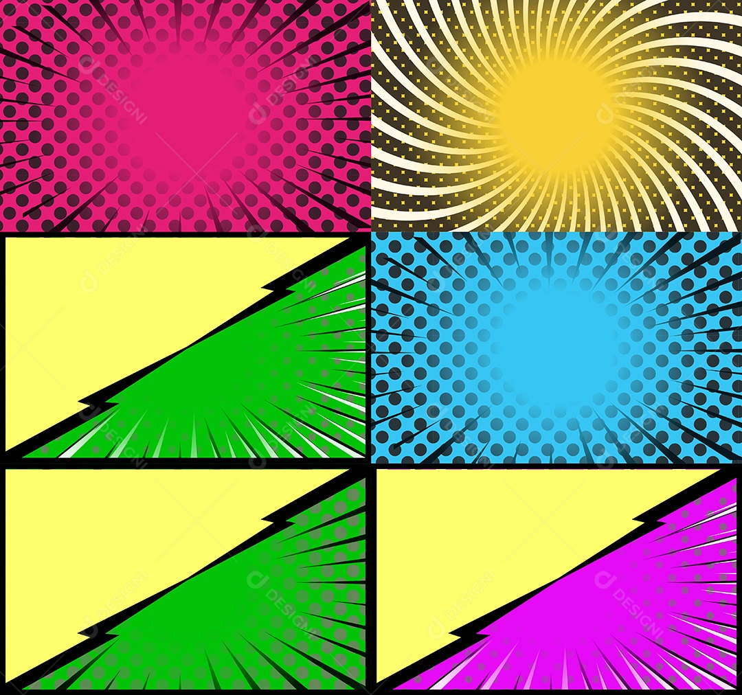 Vetor Retrô de Fundo em Quadrinhos Coloridos Vetor EPS