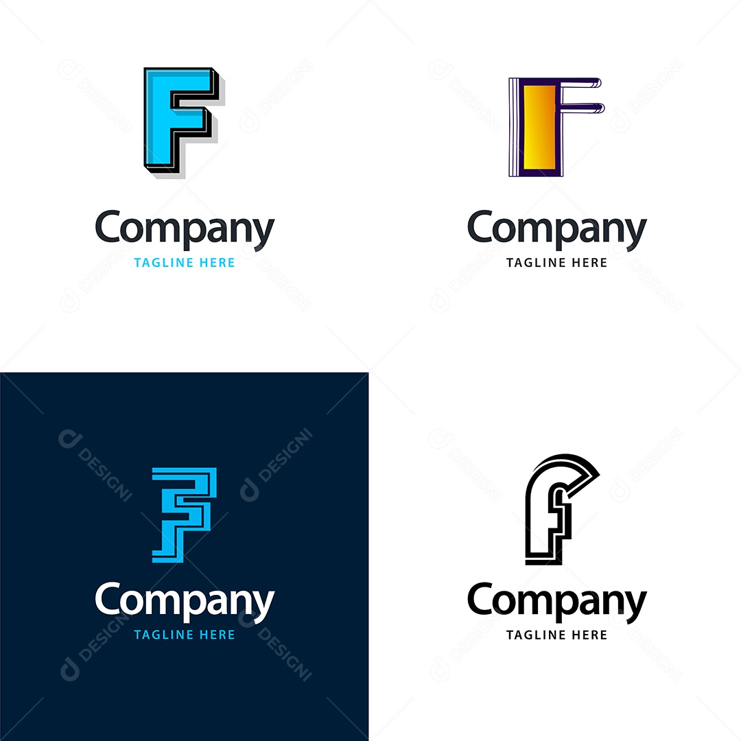 Logo F Personalizada Logotipos Modernos AI Editável