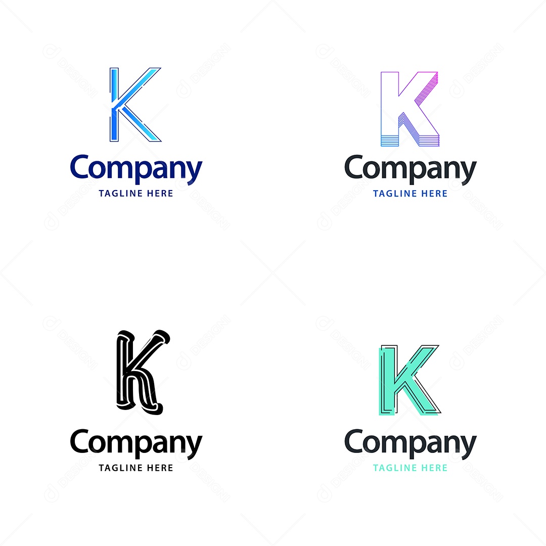 Logo K Personalizada Logotipos Modernos AI Editável