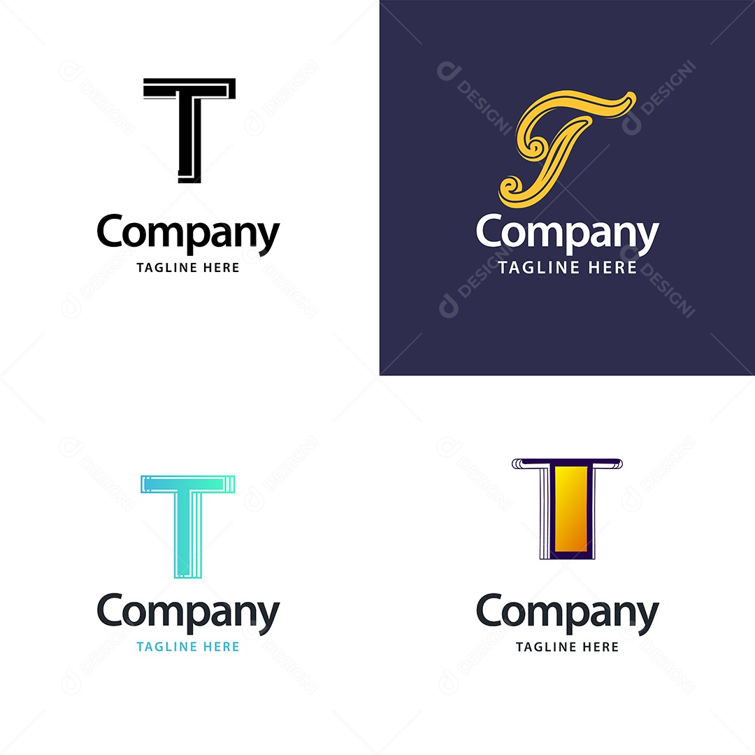 Logo T Personalizada Logotipos Modernos AI Editável