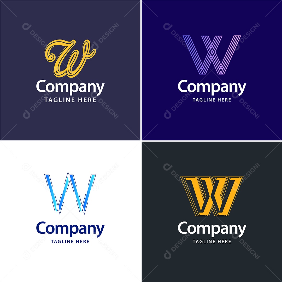 Logo W Personalizada Logotipos Modernos AI Editável